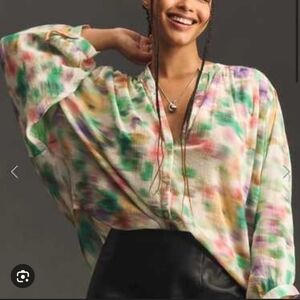 654-Pilcro Anthropologie Colorful Floral Women's Top